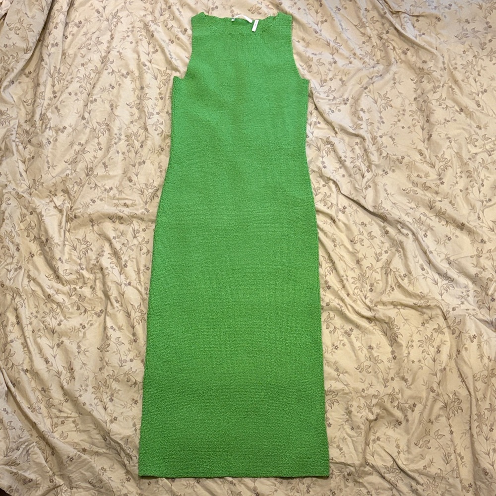 Helmut Lang Ribbon Dress in Lawn Green